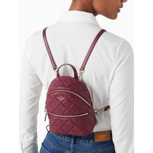 Kate Spade Natalia Mini Convertible Leather Backpack in BLACKBERRY PRESERVE